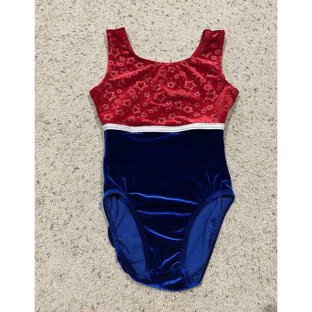 Bodywear By Donna Levy size XS Adult LEOTARD Gymnastics RED BLUE USA E25